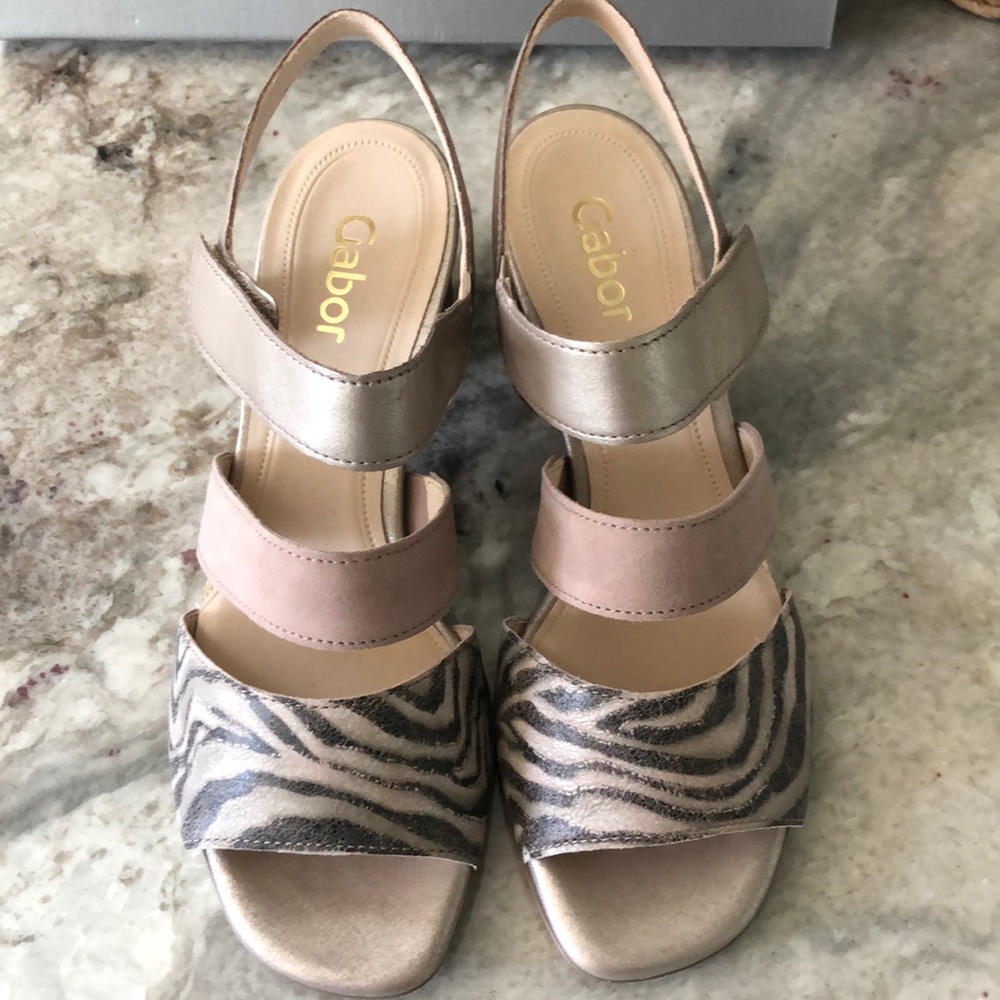 Gabor Leather Suede Animal Safari Dress Sandal 8M
